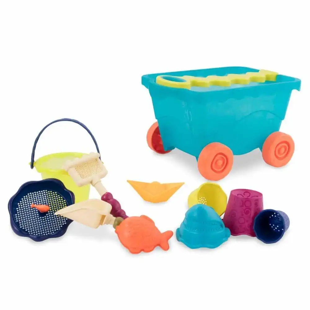 B.toys - Travel Beach Wavy Wagon with 10 Beach Toys - Blue - BX1596Z