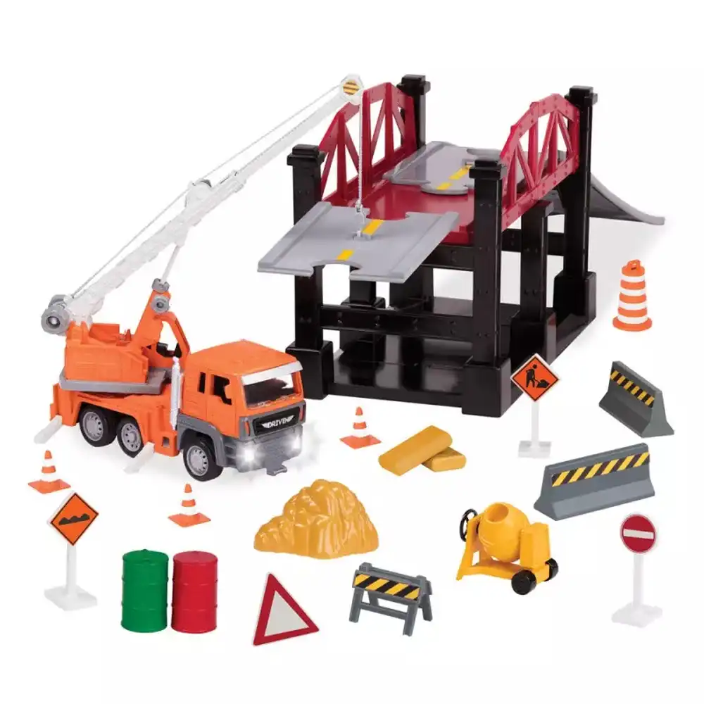 Battat - Driven Construction Playset with Bridge 35 Pieces - WH1023Z