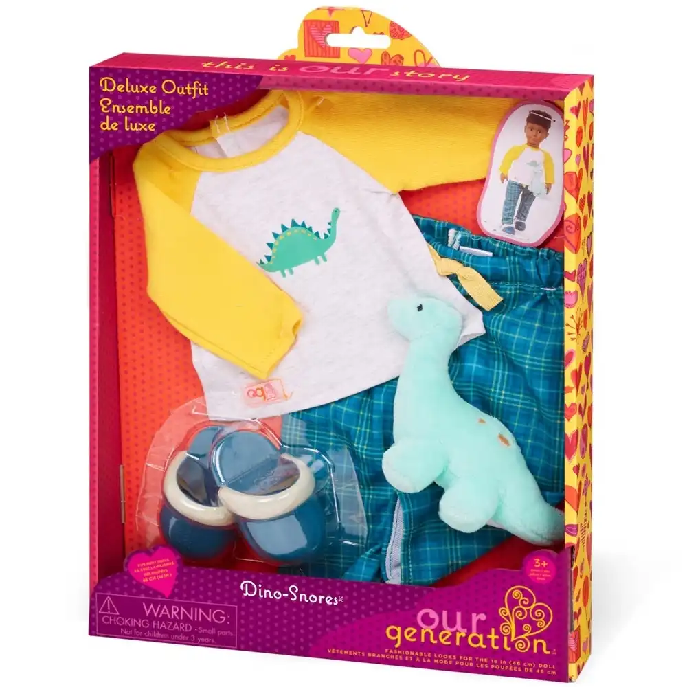 Our Generation - Dino-Snores 18-inch Boy Doll Dinosaur Pajama Outfit - BD30477Z