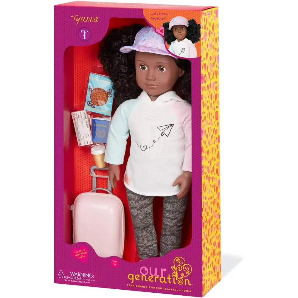 Our Generation - Tyanna with Rolling Luggage & Accessories 18 Inch Travel Doll - BD31382
