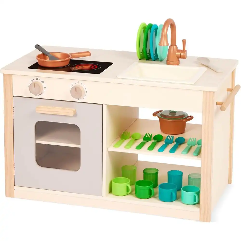 Battat - Play Kitchen with Real Chalkboard with 26-Piece Set - BT4767Z