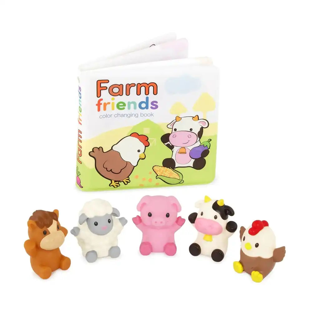 Battat - Finger Puppets Farm Animals With Color Changing Book In Water - BT4815Z