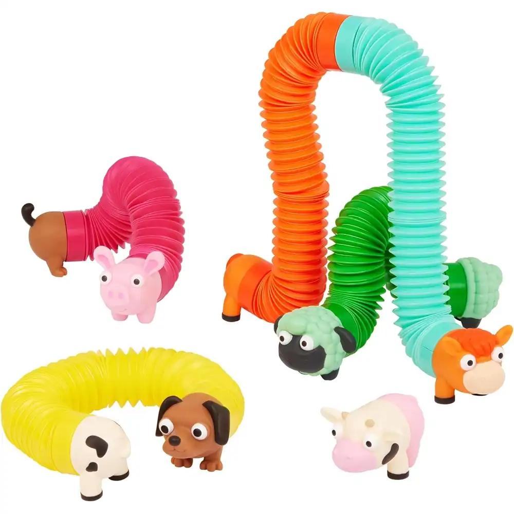 Battat - Li’l Barn Buddies Mix & Match Sensory Animal Tubes - BT1840Z