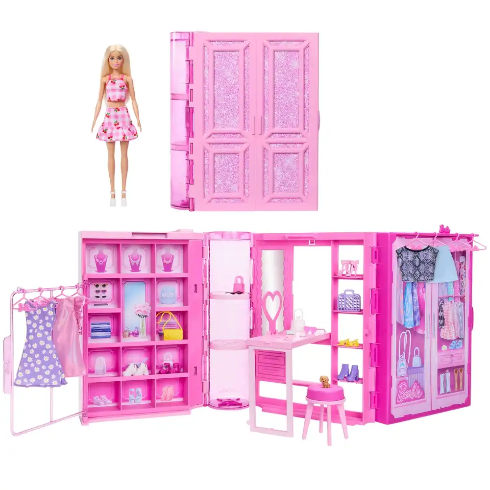 Mattel - Barbie Dream Closet Toy Playset With Fashion Doll & Accessories - HXD58