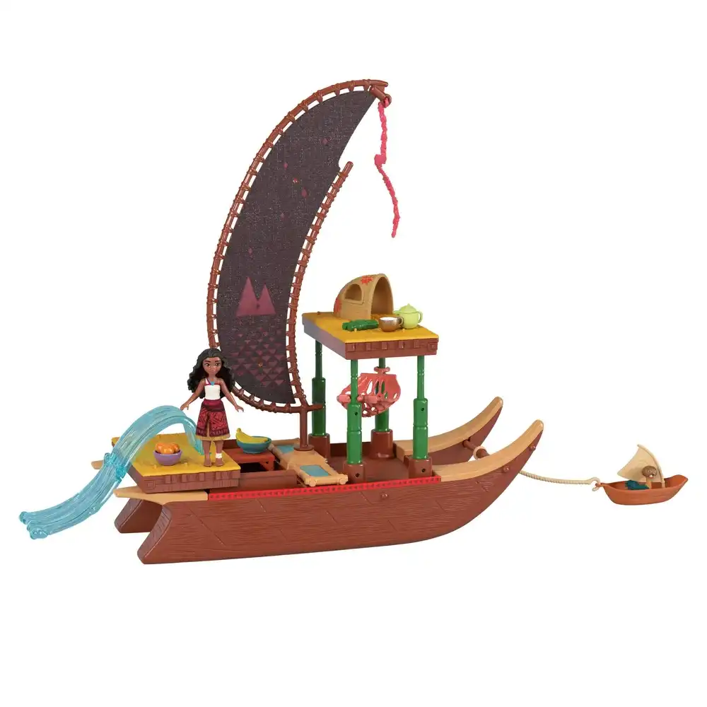 Mattel - Disney Moana''s Adventure Canoe Playset With Doll & 10 Accessories - JBT54