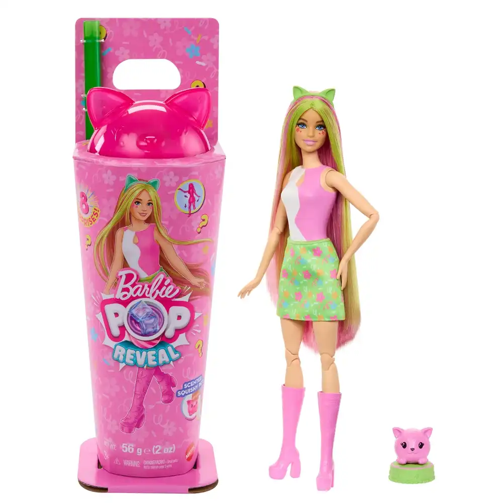 Mattel - Barbie Pop Reveal Shakes Series Doll with Scented Bright Kitten & Accessories - JCN88