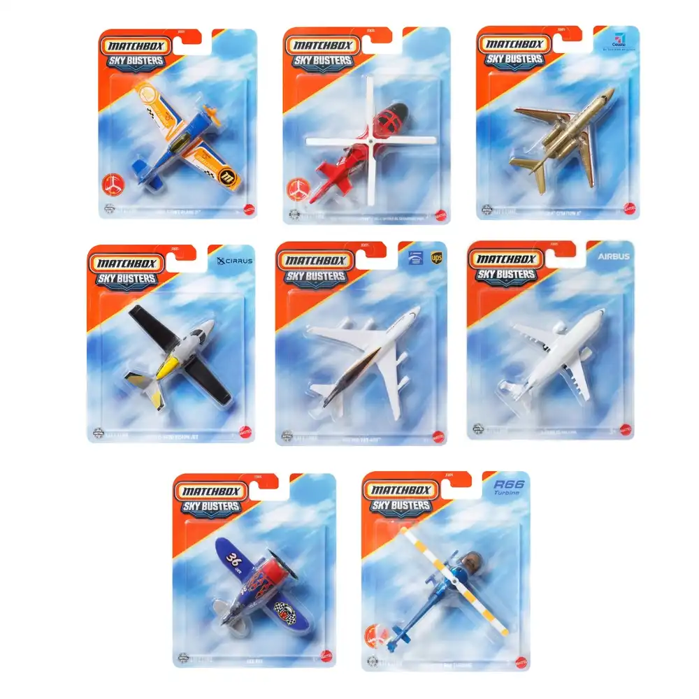 Mattel - Matchbox Sky Busters Aircraft Diecast Assortment 8 Pieces