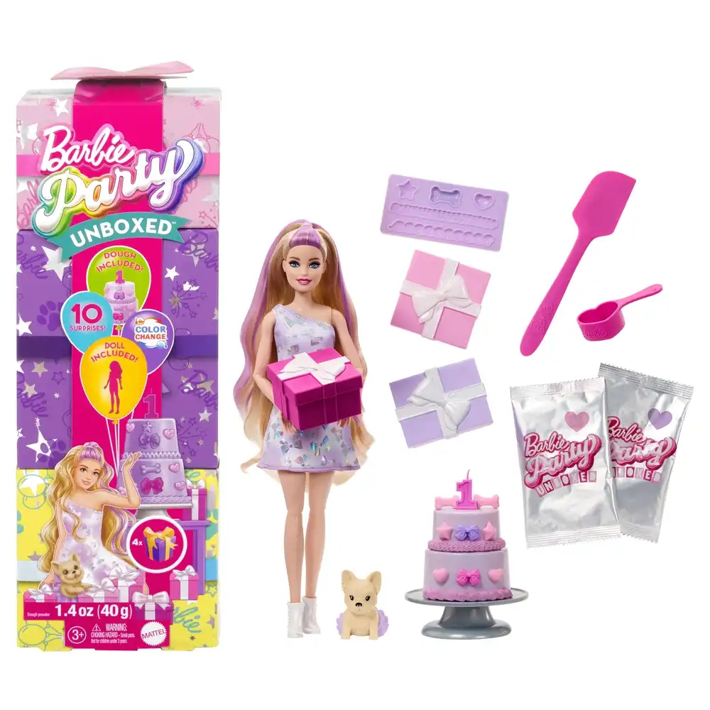 Mattel - Barbie Doll Party Unboxed Cat Pet Birthday Series & Accessories - JFG70