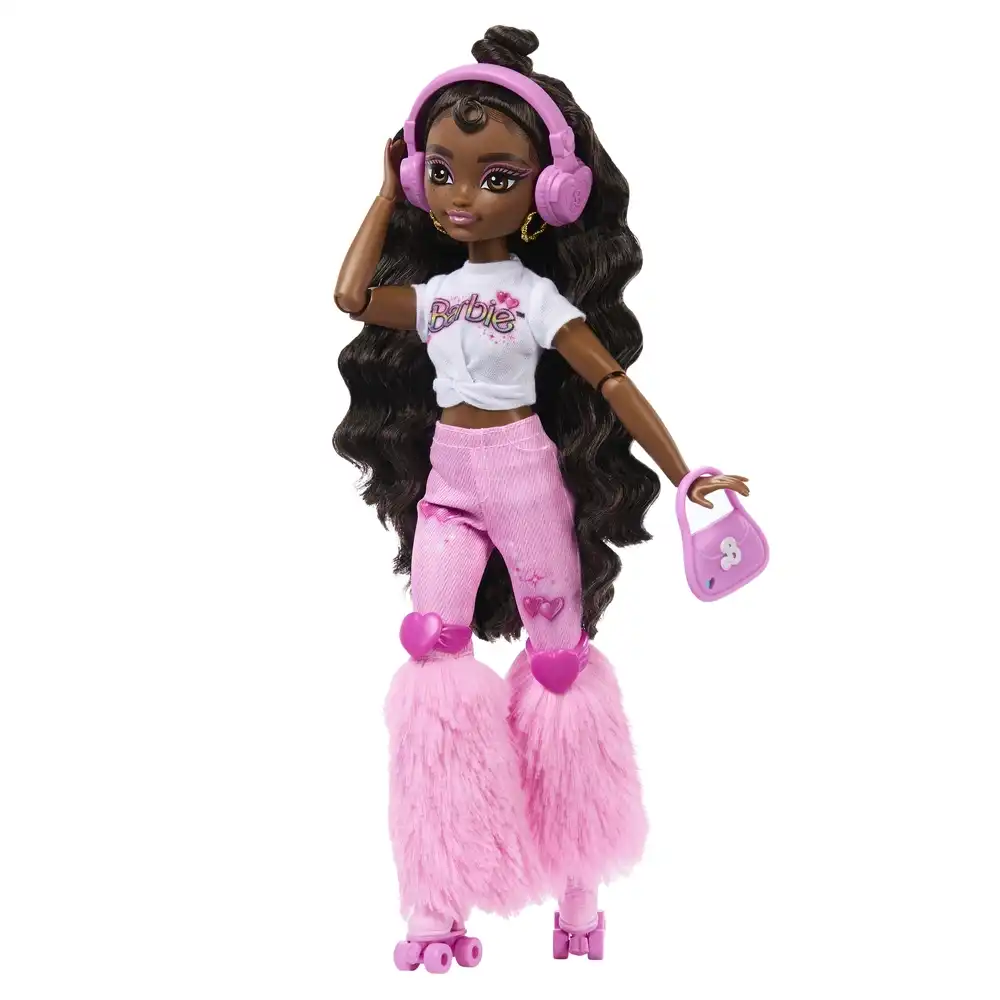 Mattel - Barbie Dream Besties “Brooklyn” Roller Skating Fashion Doll With 9 Music & Video Themed Accessories - JFX97