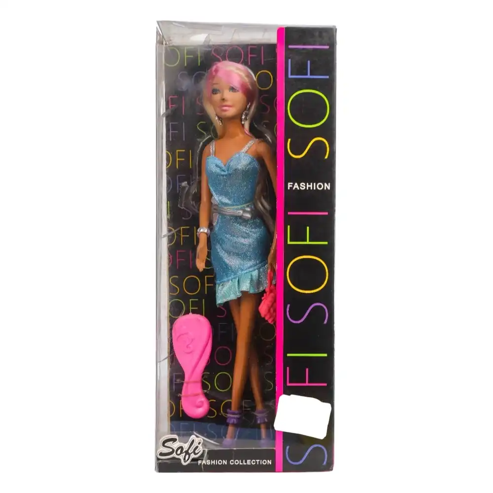 Sofi Fashion Doll with Blue Dress & Hair Brush - BBL77193