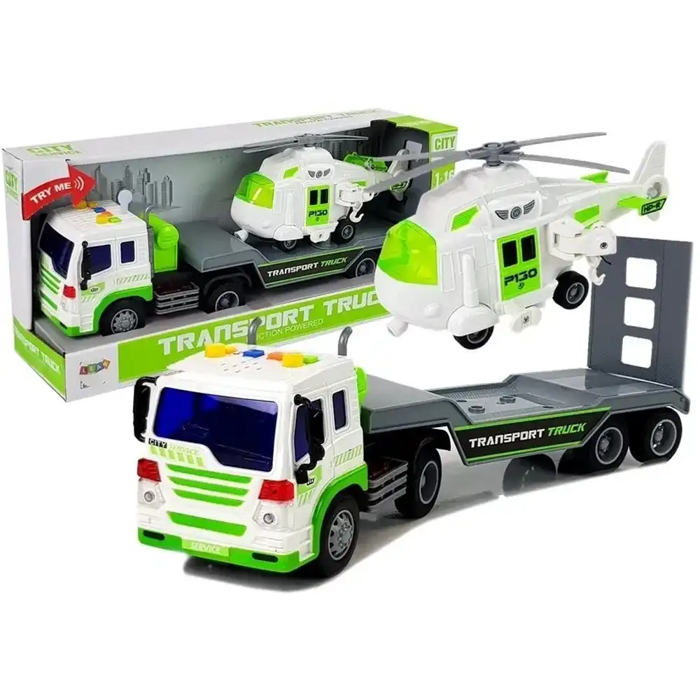 Friction Powered Transport Truck 1/16 with Helicopter - WY571D