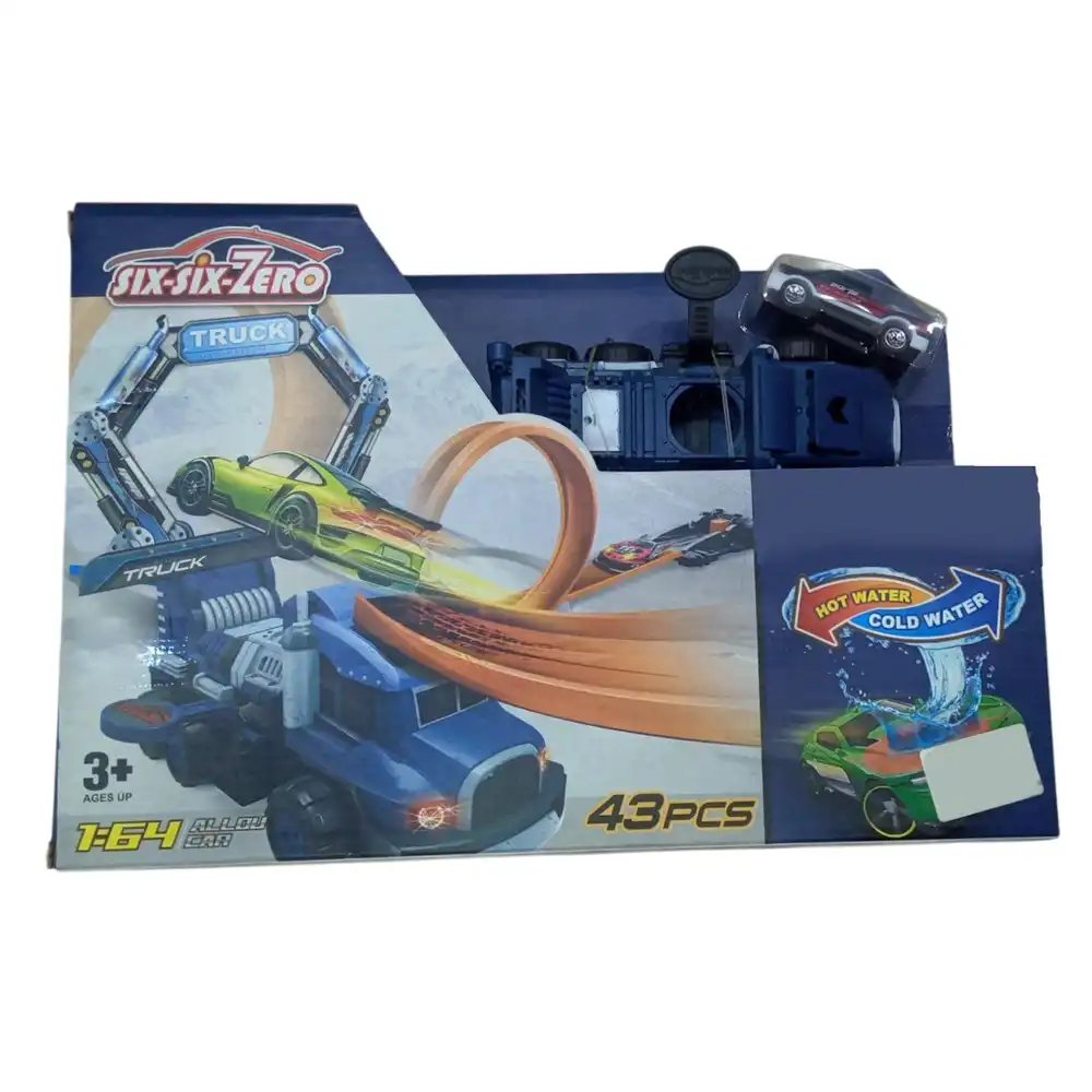 Constructor Truck with Track & Car Launcher 1:64 43 Pieces - O05-100