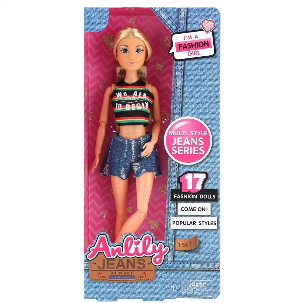 Anlily Jeans Girl In Jeans Fashion Girl 29cm Doll With Jeans Short - 616060A