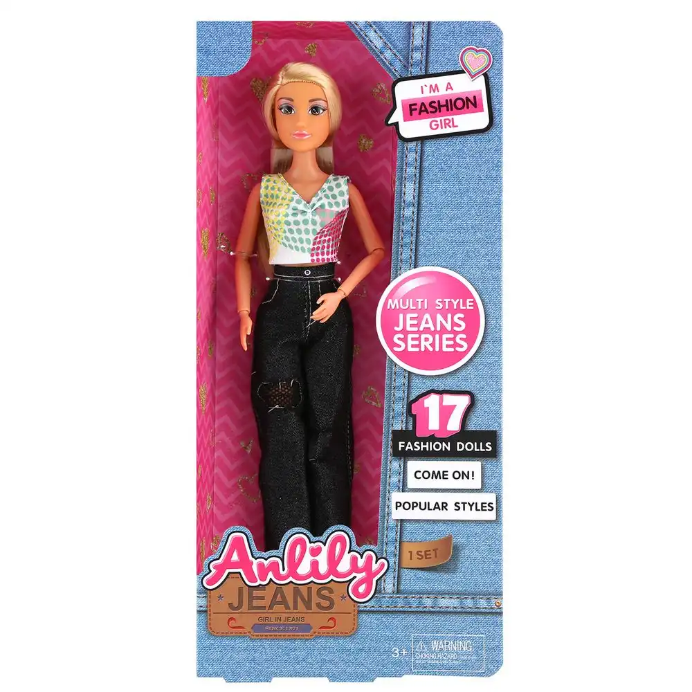 Anlily Jeans Girl In Jeans Fashion Girl 29cm Doll With Black Trousers- 616060B