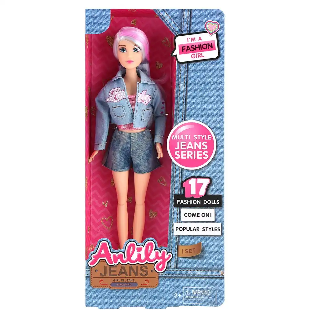 Anlily Jeans Girl In Jeans Fashion Girl 29cm Doll With Jeans Jacket - 616065D