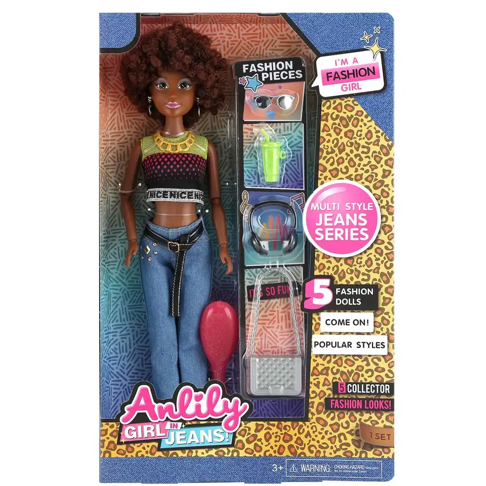 Anlily Jeans Girl In Jeans Fashion Girl 29cm Doll With Jeans Trousers And Accessories - 616083E