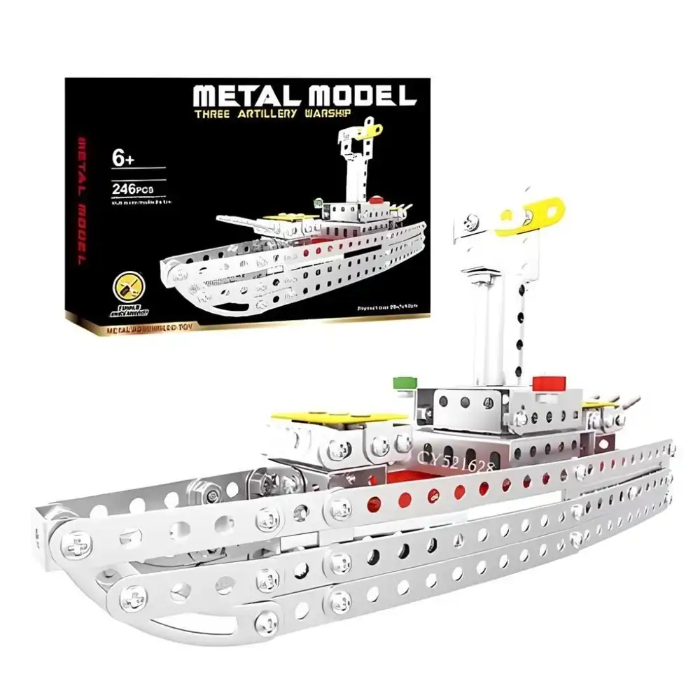 Three Artillery Warship Metal Model 246 Pieces - X688-1