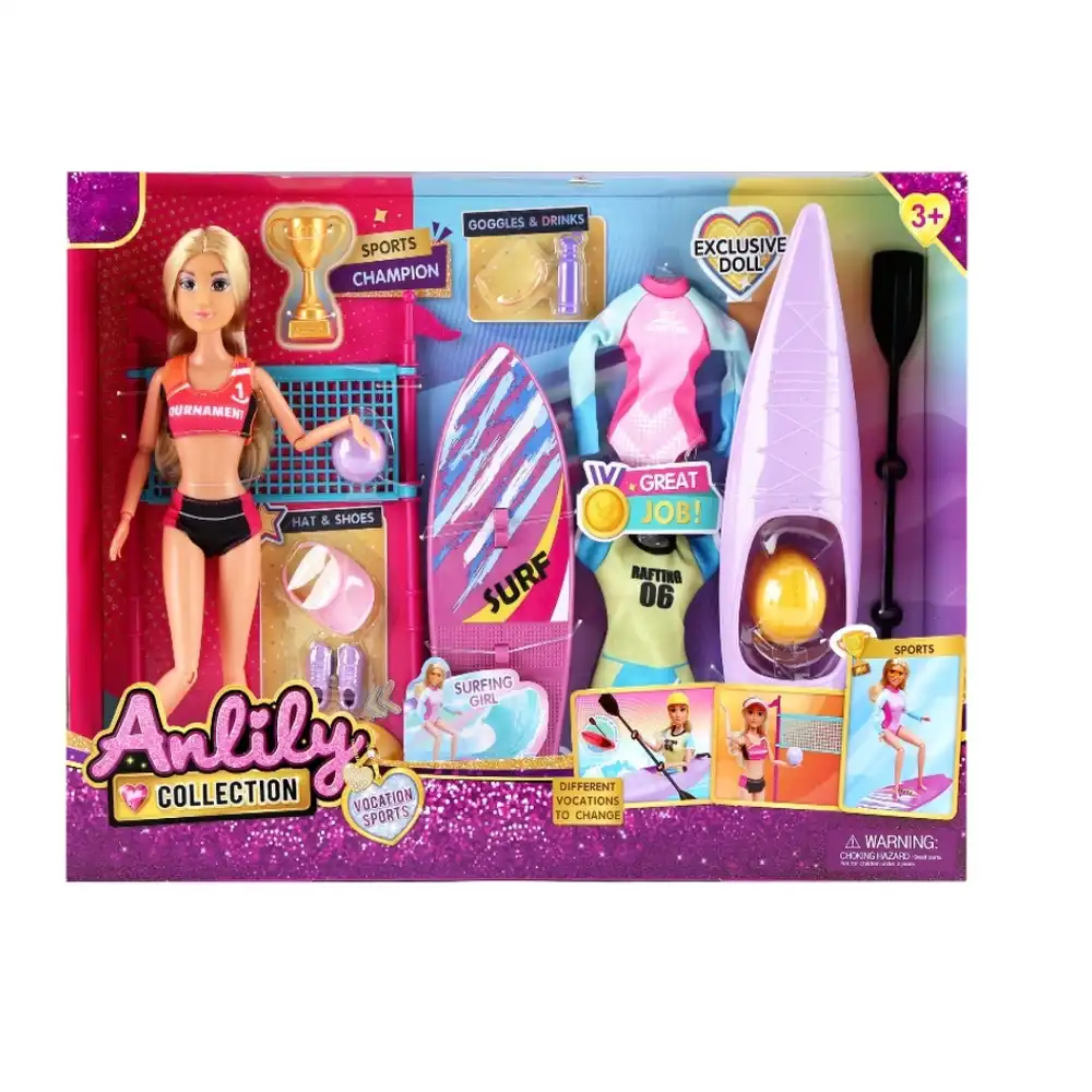 Anlily Dress Up Doll 29cm with 3 Vocation Sports Costumes with Accessories - 616282