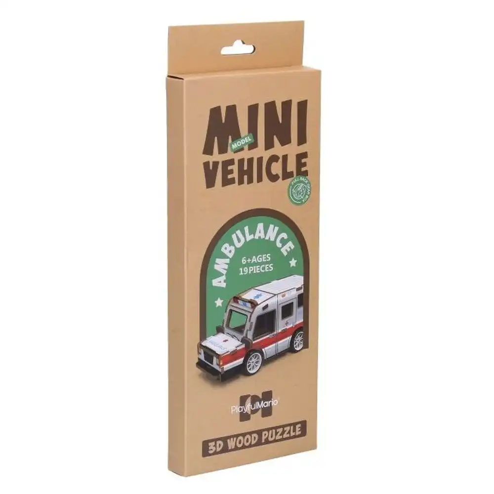 Mini Vehicle Ambulance Model 3D Wood Puzzle 19 Pieces - 68017