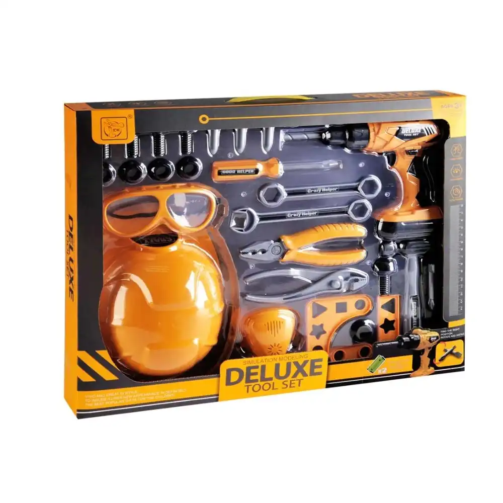 Deluxe Electric Tools Set with Helmet 28 Pieces - HB3299-11