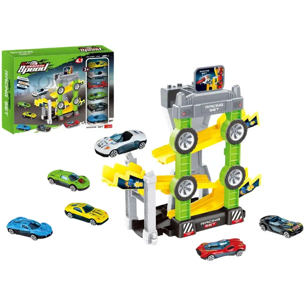 Vehicle Speed 6 Pieces Slip Car 4 in 1 Set - Green - 987