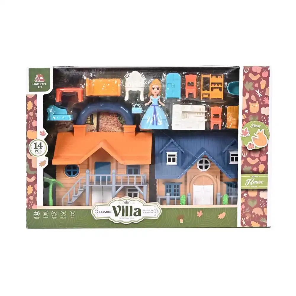 Villa Charming Wooden mini Doll House 14 Pieces- SG-29063AB