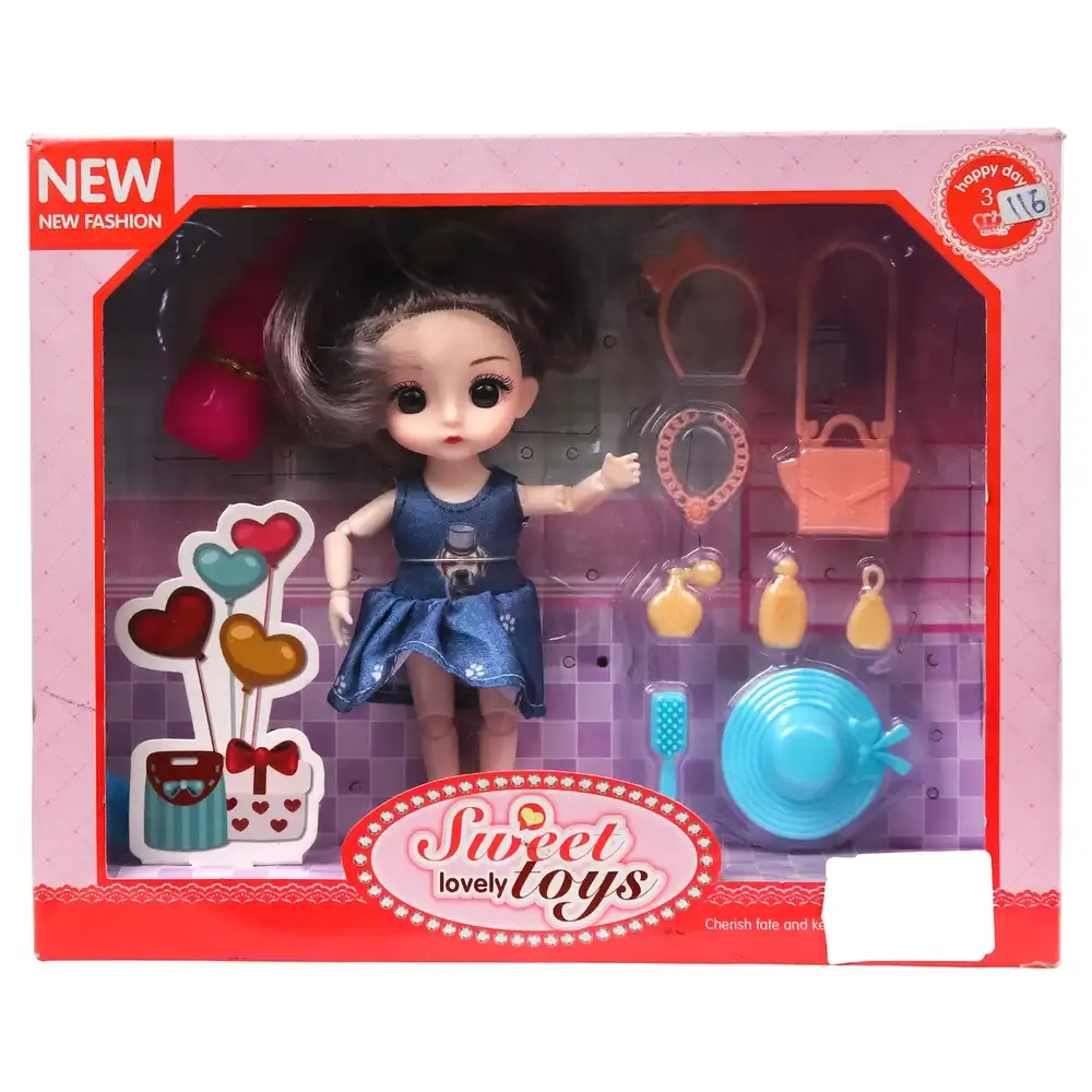 Plastic baby doll with accessories - 7895