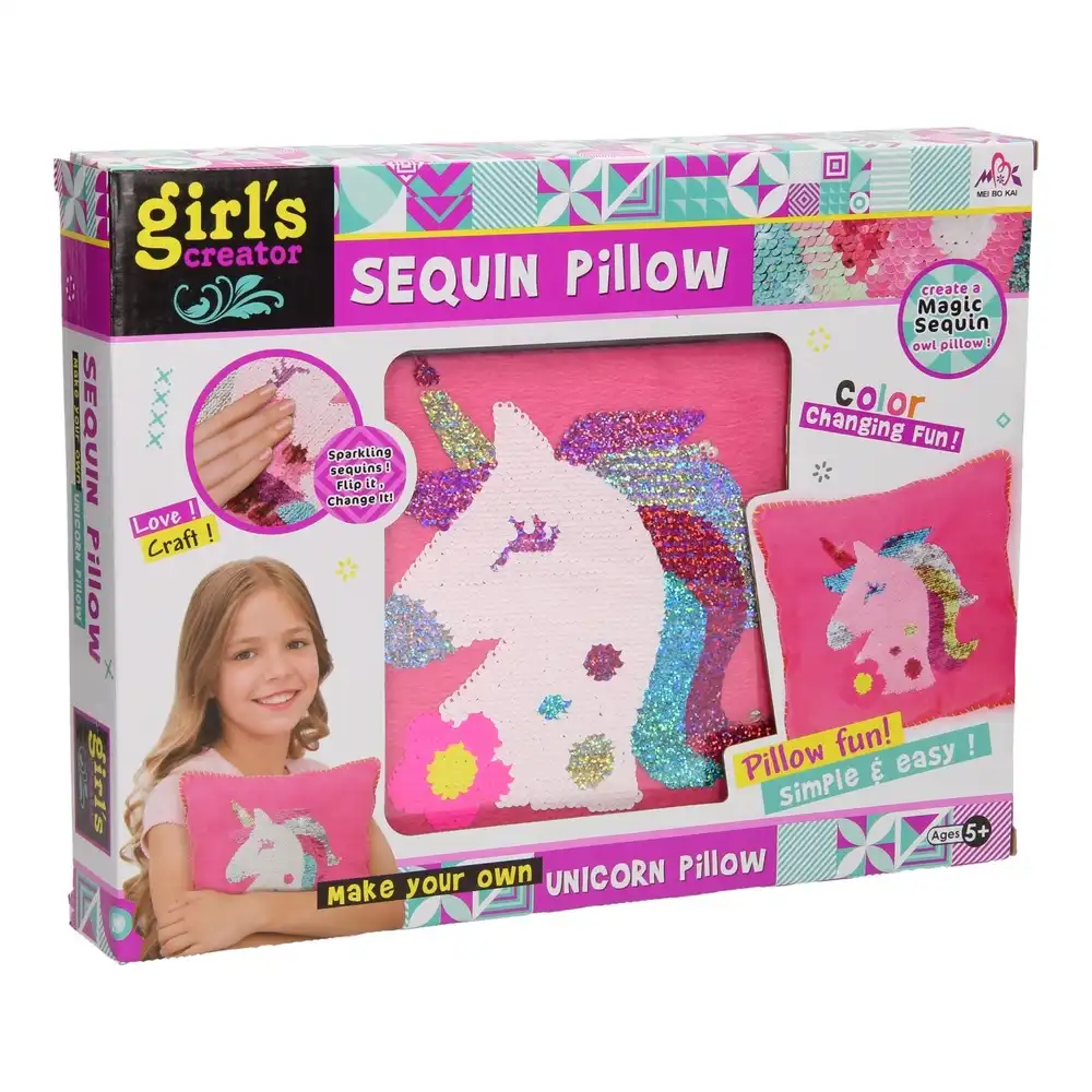 Girls Creator Sequin Unicorn Pillow - MBK-371