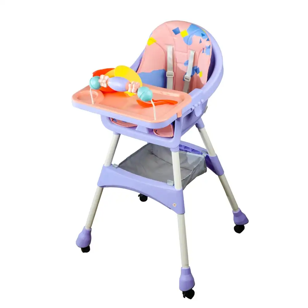 Feeding Dining Leather Chair with Toys Purple - S360