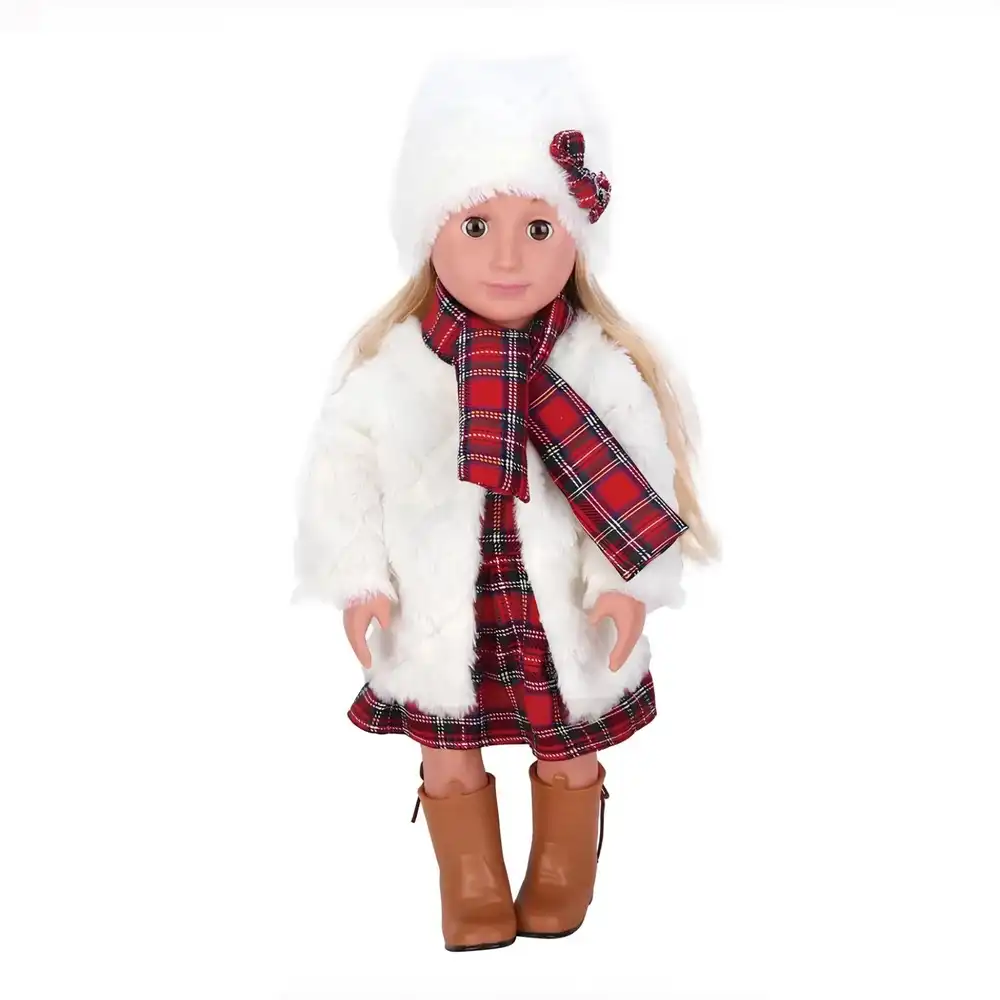 My JQ Grils Fashion Doll 46 cm with Furr White Coat & Red Scarf - 2099