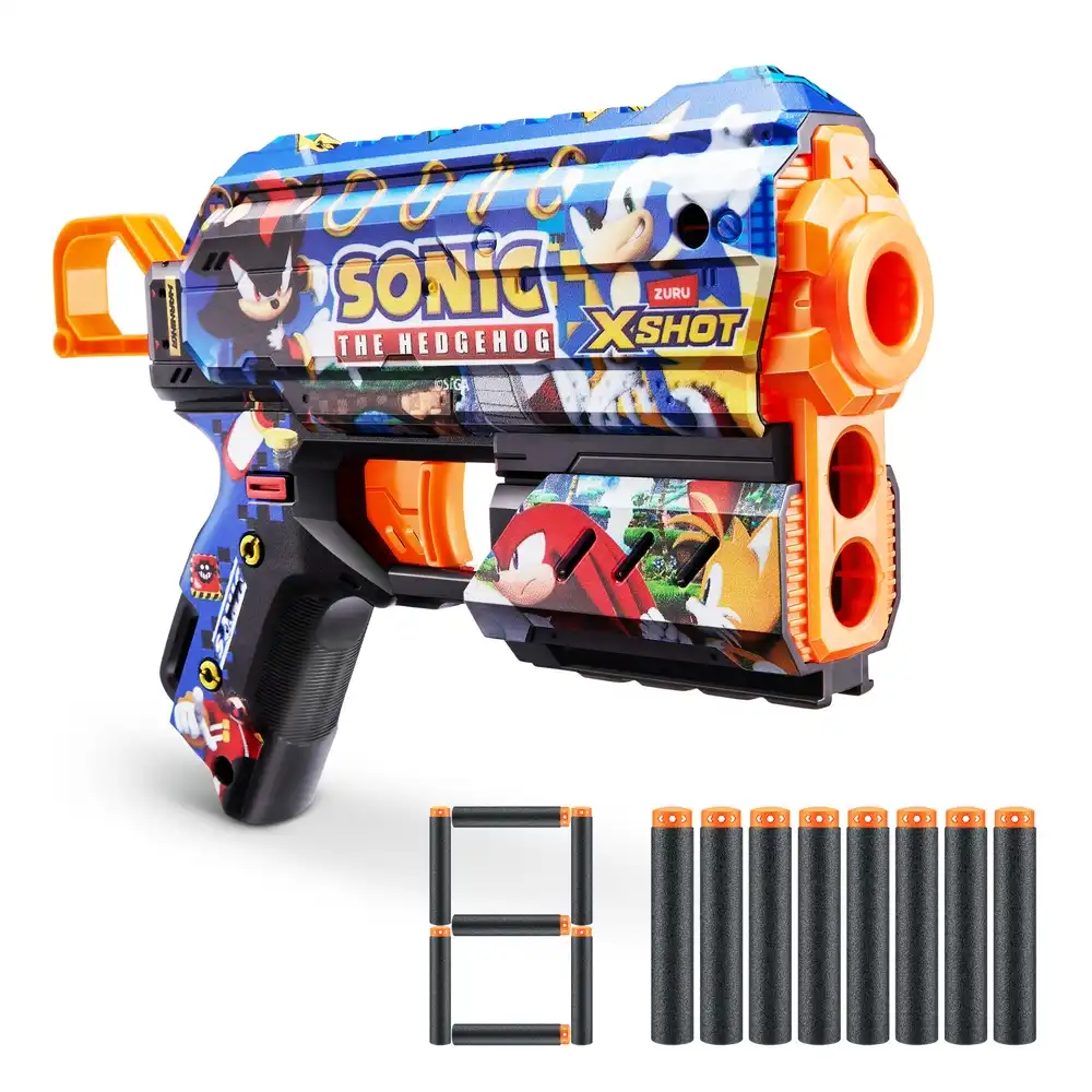 Zuru - X-Shot Skins Flux Sonic The Hedgehog Mega Sonic with 8 Soft Bullets - 36648A