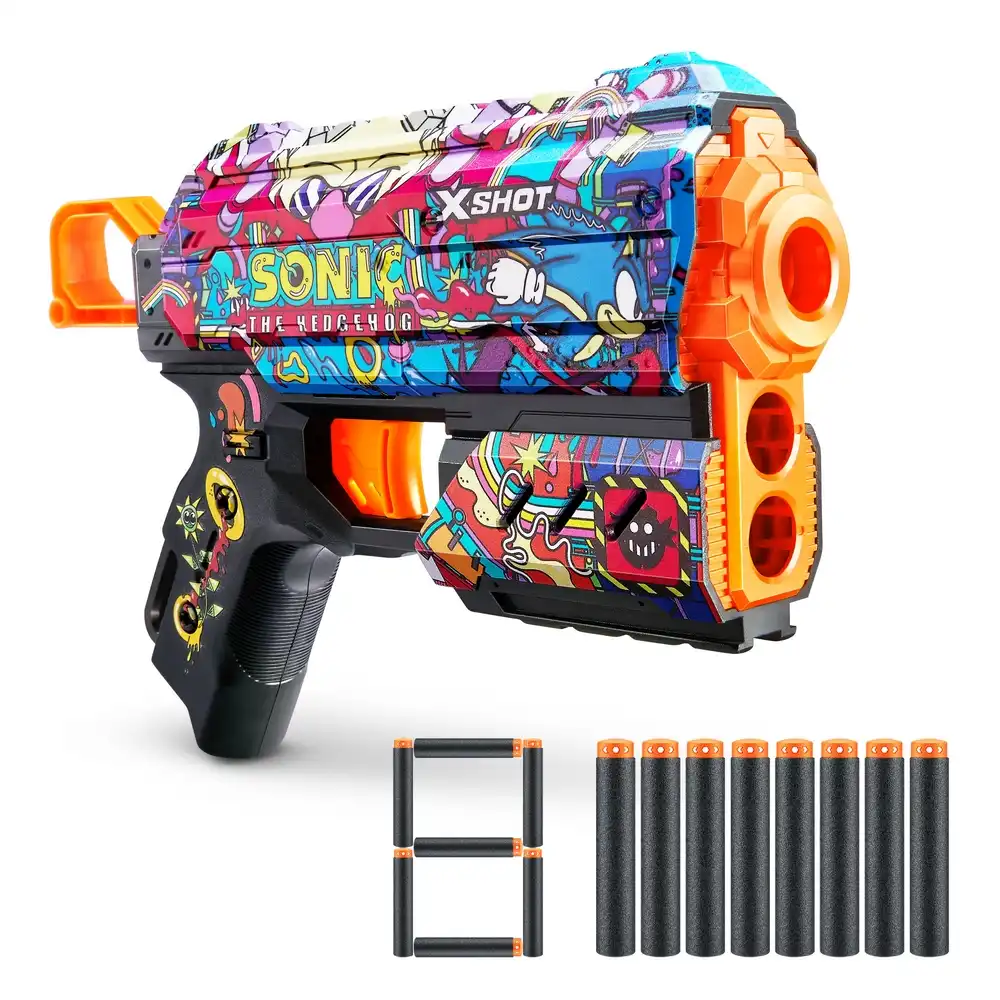 Zuru - X-Shot Skins Flux Sonic The Hedgehog Robotnik with 8 Soft Bullets - 36648B