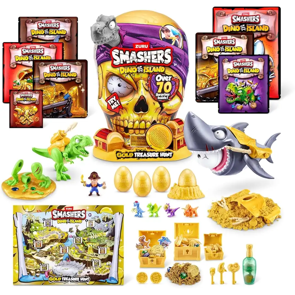 Zuru - Smashers Dino Island Gold Treasure Hunt 70 Surprises - Grey Skull - 74123
