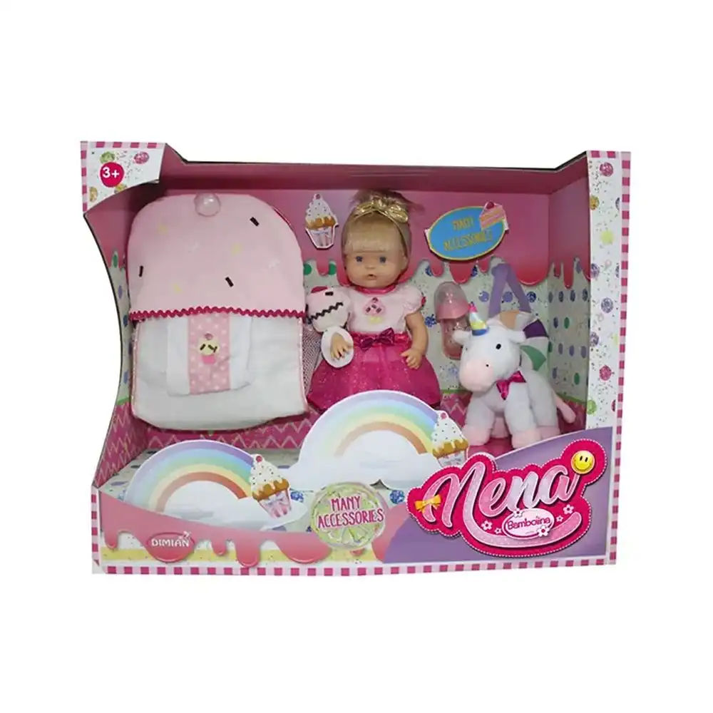 Dimian - Bambolina Nena Doll & Plush Unicorn with Accessories - 9321