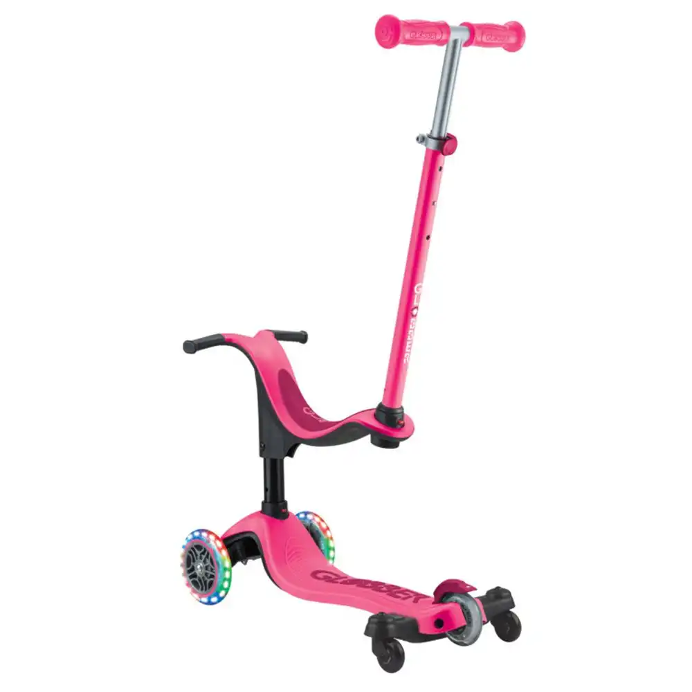 Globber - Go Up Sporty Lights 360 Scooter With Seat - Pink - 452-110