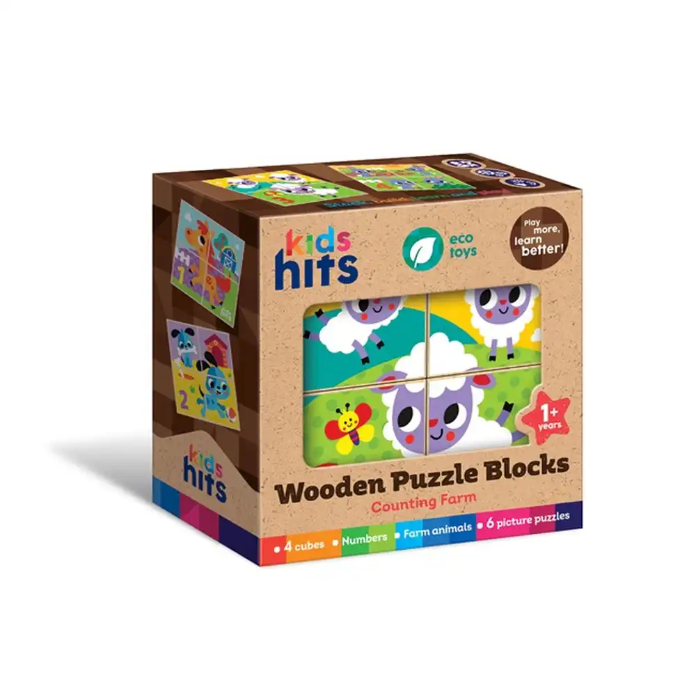 Kids Hits - Wooden Puzzle Blocks Counting Farm - KH20/022
