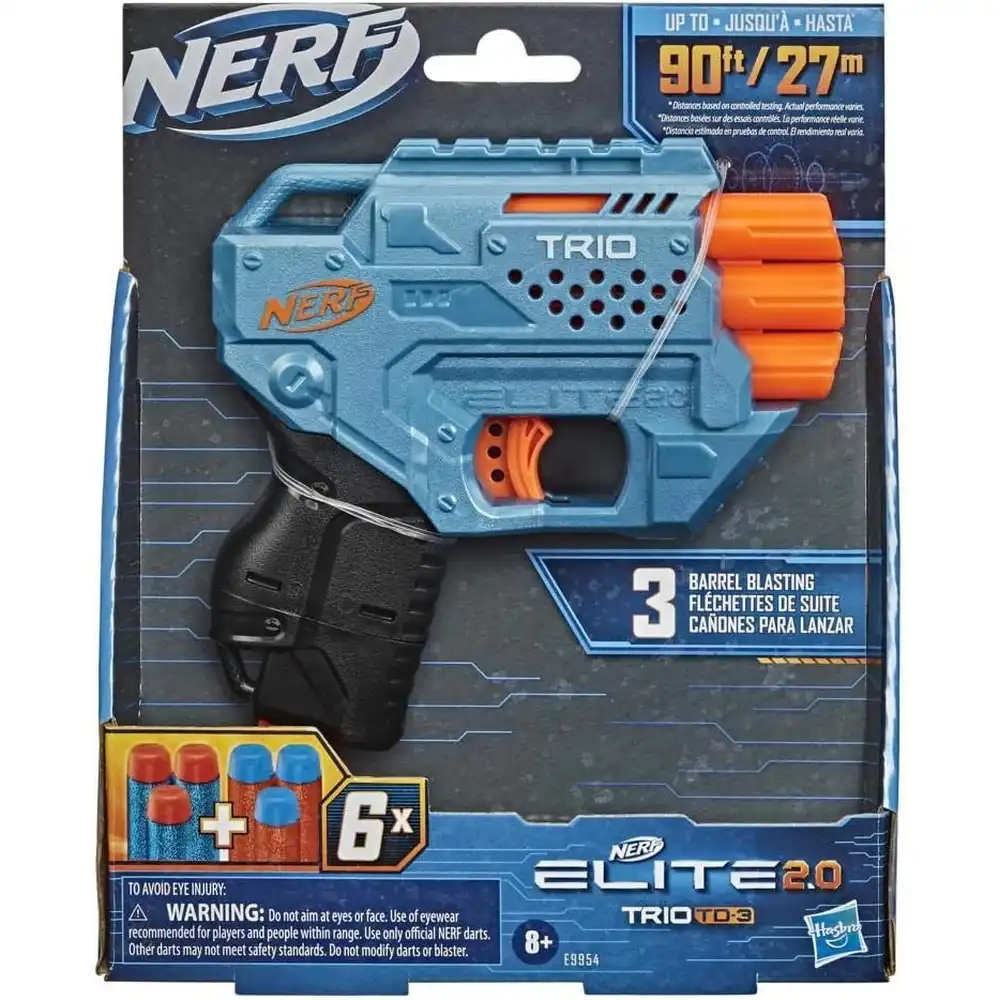 Hasbro - Nerf Elite 2.0 Trio TD.3 Gun 6 Foam Bullets - E9954EU50