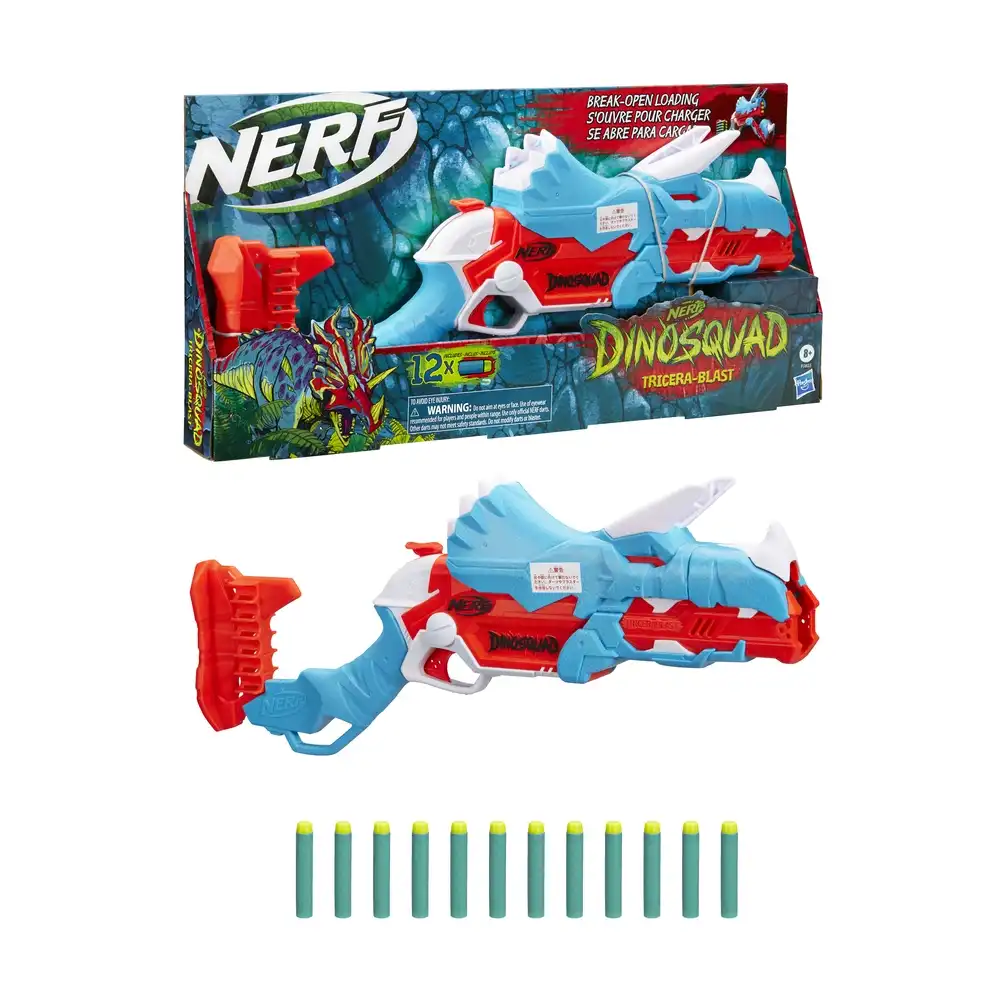 Hasbro - Nerf DinoSquad Tricera-Blast 12 Foam Bullets - F0803