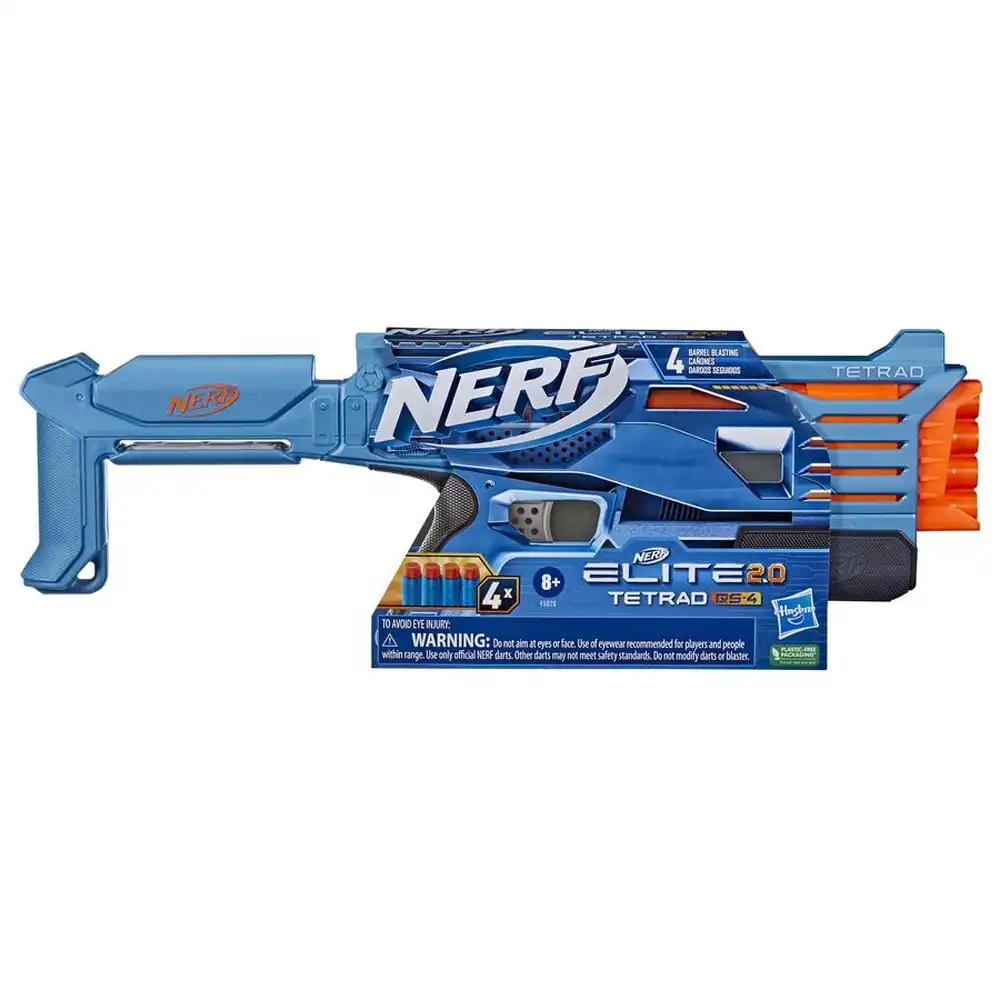 Hasbro - Nerf Elite 2.0 Tetrad QS.4 Gun 4 Foam Bullets - F5025ES01