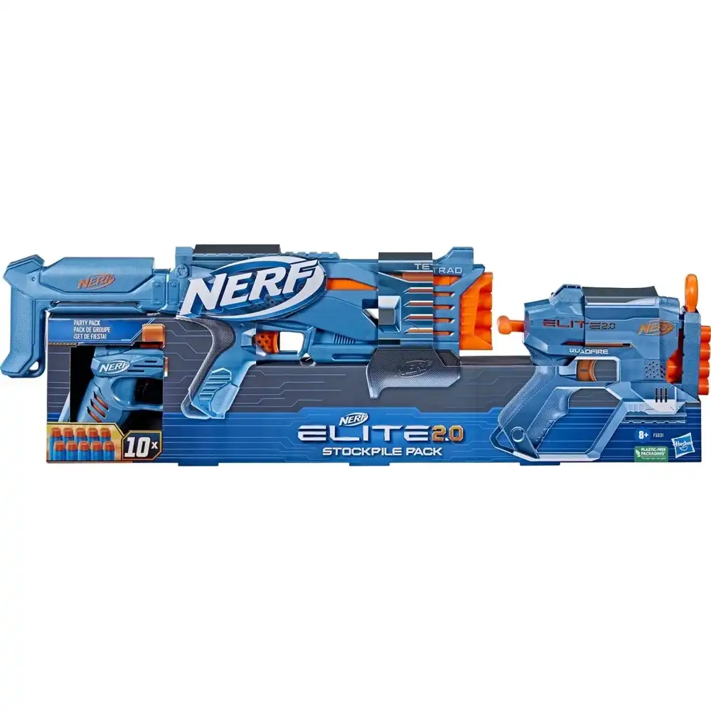 Hasbro - Nerf Elite 2.0 Stockpile Pack Foam Guns 10 Foam Bullets - F5031EU50