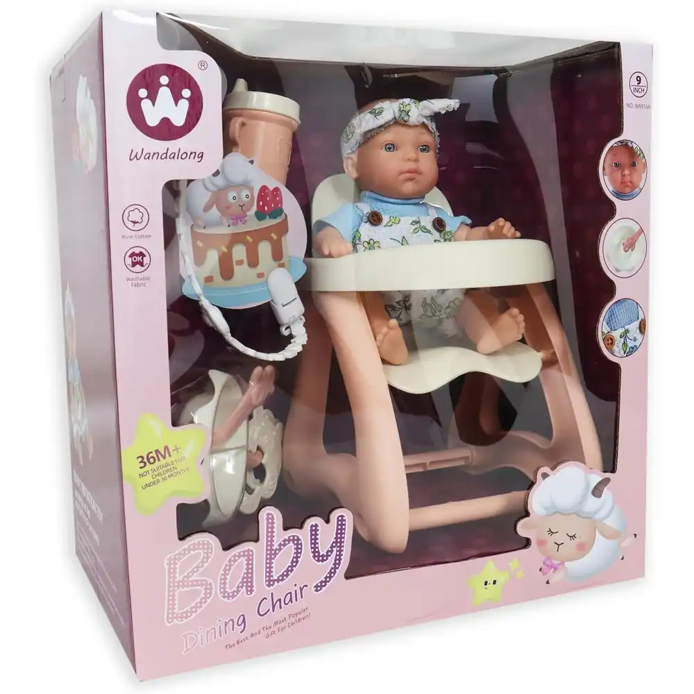 Wandalong 9 Inches Baby Doll With Dining Chiar And Accessories - W6916A