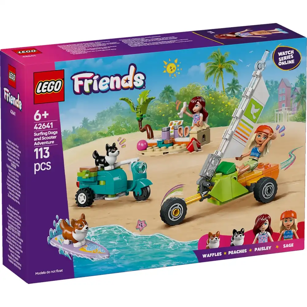 LEGO - Friends Surfing Dogs and Scooter Adventure 113 Pieces - 42641