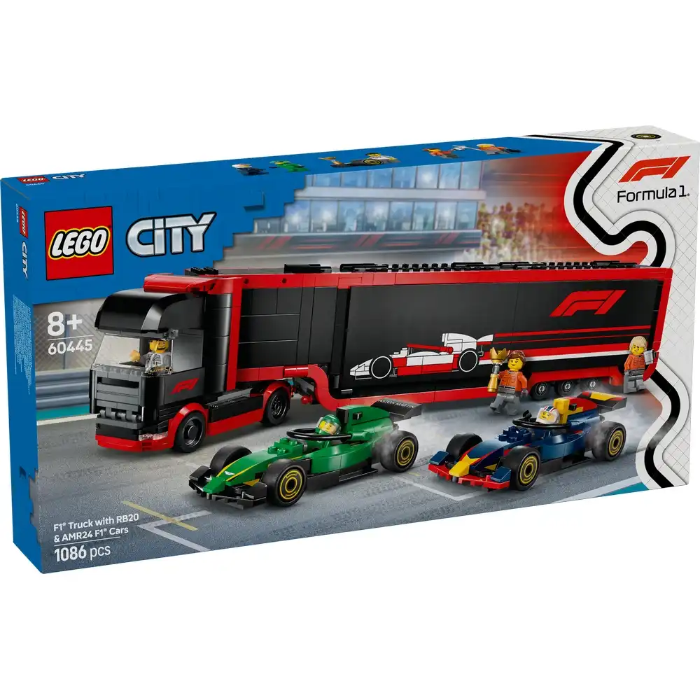 LEGO - City F1 Truck with RB20 & AMR24 F1 Cars 1086 Pieces - 60445
