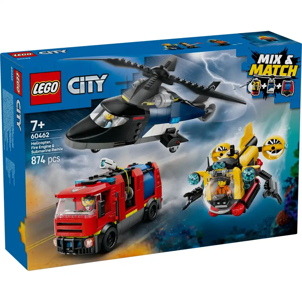 LEGO - City Helicopter, Fire Truck & Submarine Remix 874 Pieces - 60462