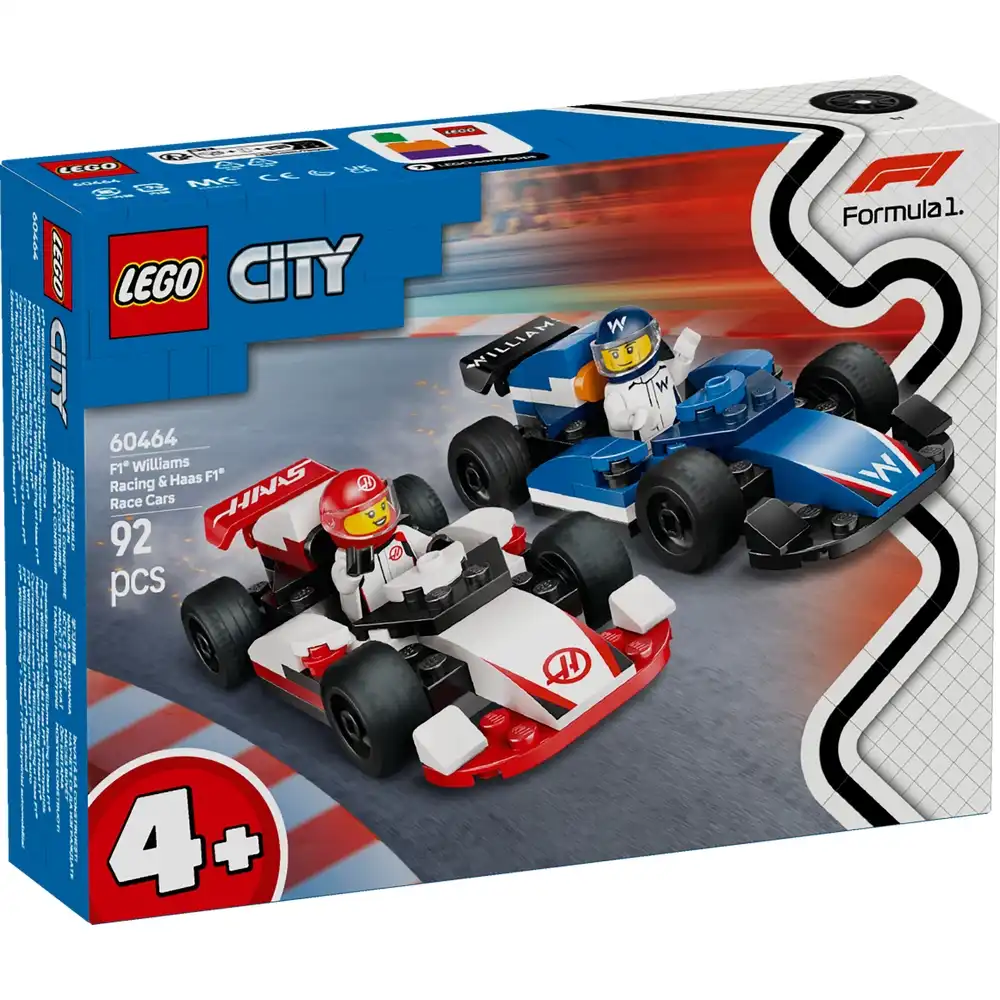 LEGO - City F1 Williams Racing & Haas F1 Race Cars 92 Pieces - 60464