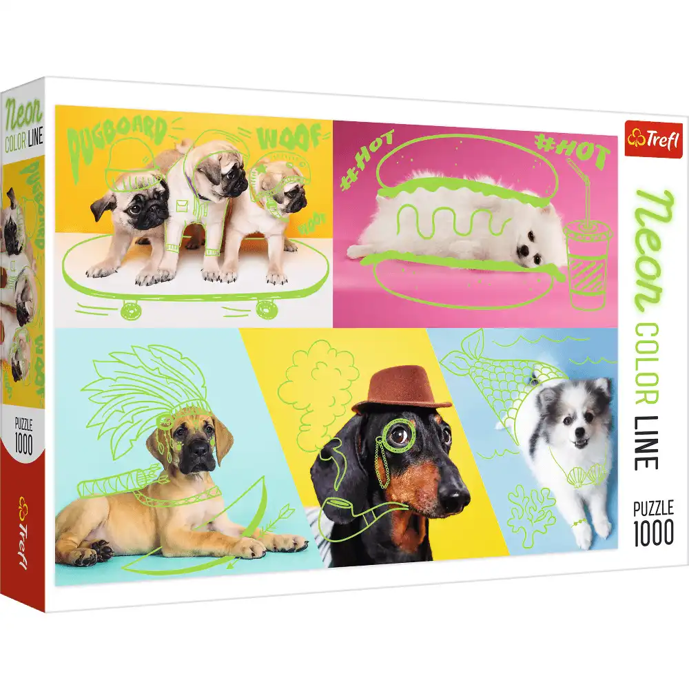 Trefl - Neon Color Line Far Out Dogs 1000 Pieces - 10578