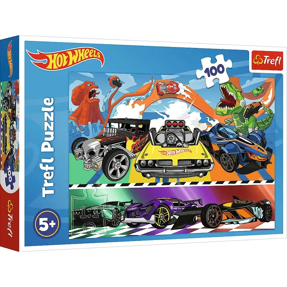 Trefl - Hot Wheels Speeding Cars Puzzle 100 Pieces - 16466