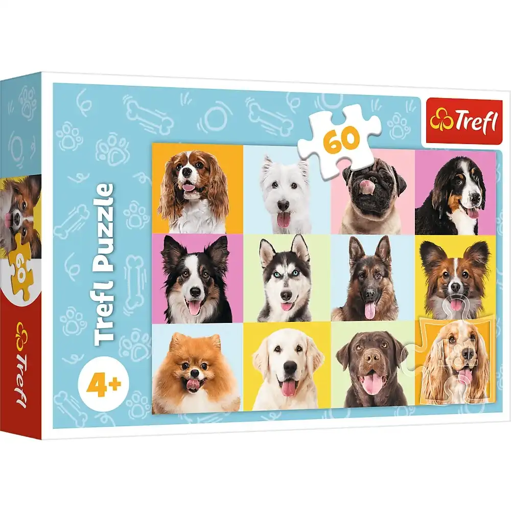 Trefl - Cute Dogs Puzzle 60 Pieces - 17374