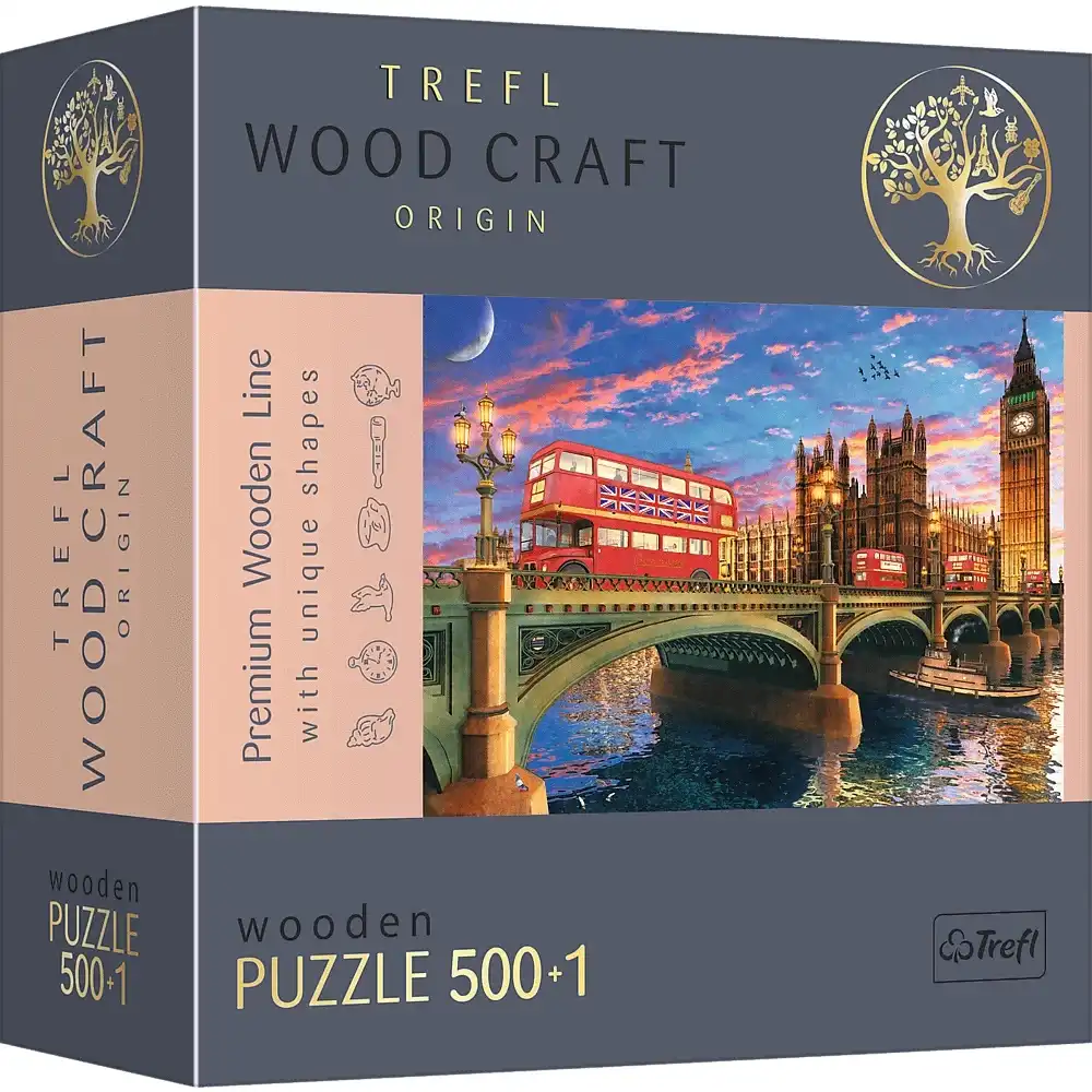 Trefl - Wood Craft Palace of Westminster, Big Ben, London Wooden Puzzle 500+1 Pieces - 20155