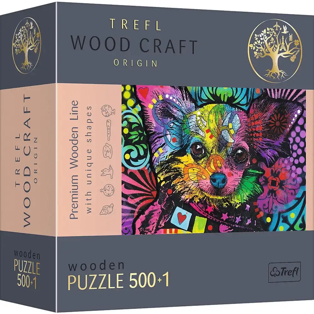 Trefl - Wood Craft Colorful Puppy Wooden Puzzle 500+1 Pieces - 20160
